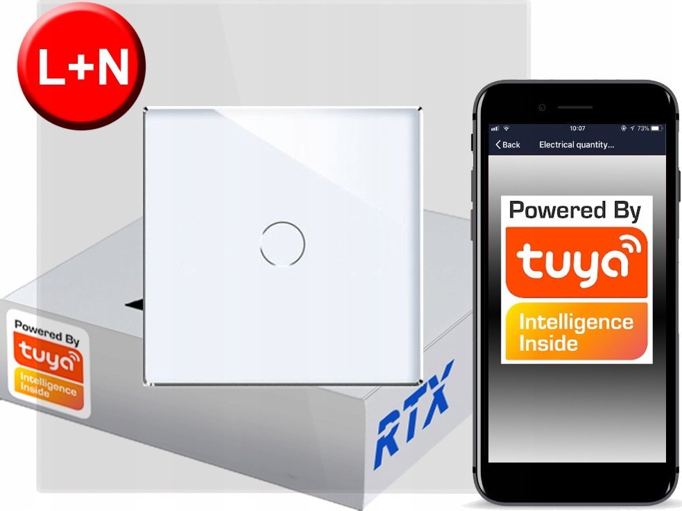 Włącznik Dotykowy 1 obw. ZigBee TUYA RTX SH# L+N