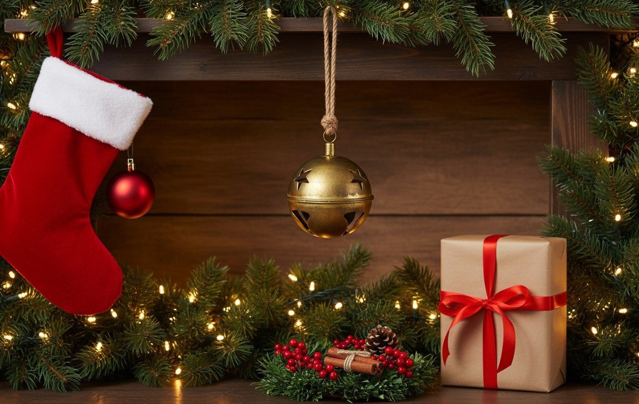 Dzwonek świąteczny metalowy 10 cm