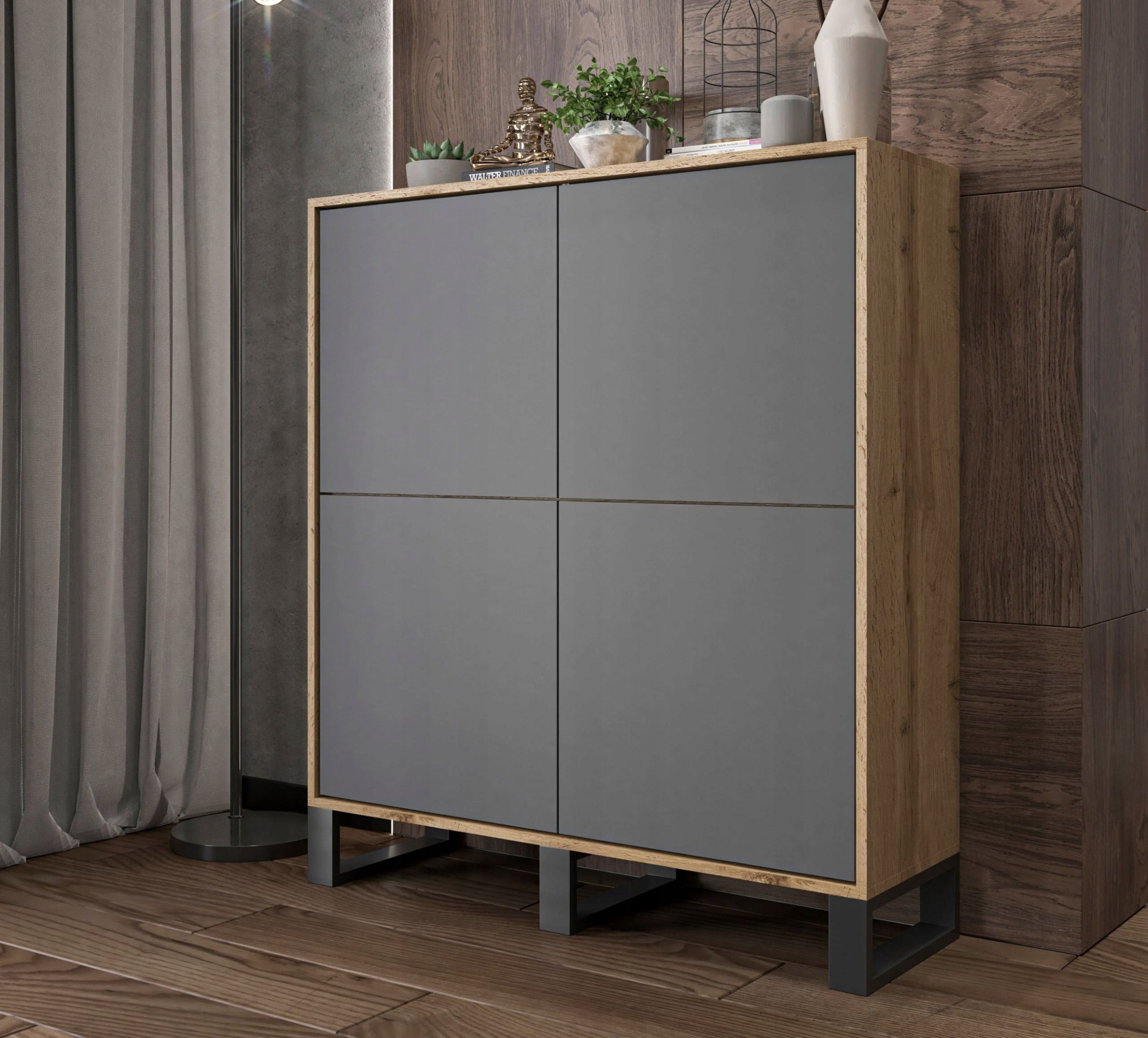 Meble Lindner Komoda Industrialna komoda Loft Grafit MAT 113 cm