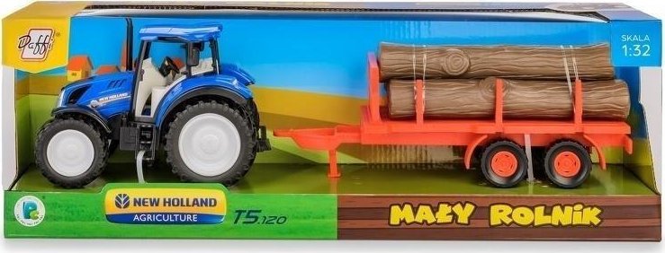 Traktor New Holland T5 z przyczepą do przewozu