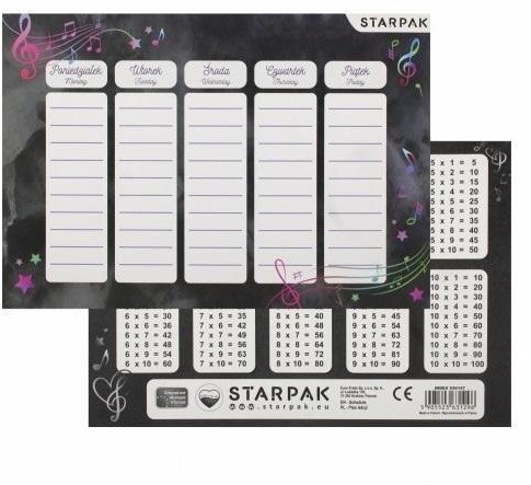 Plan lekcji z tabliczką mnożenia Music (25szt)