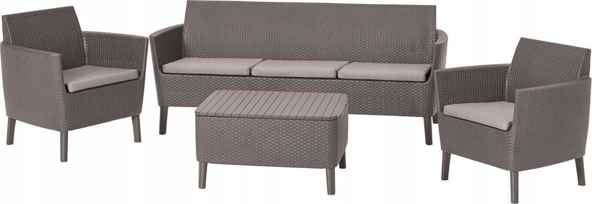 Selsey Zestaw ogrodowy Salemo Keter pięcioosobowy stolik ze schowkiem jasnobrązowy