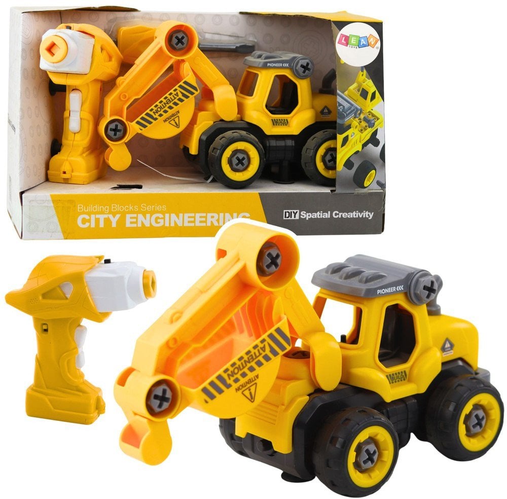 Koparka Do Skręcania Zdalnie Sterowana RC Wkrętarka Żółta 2w1