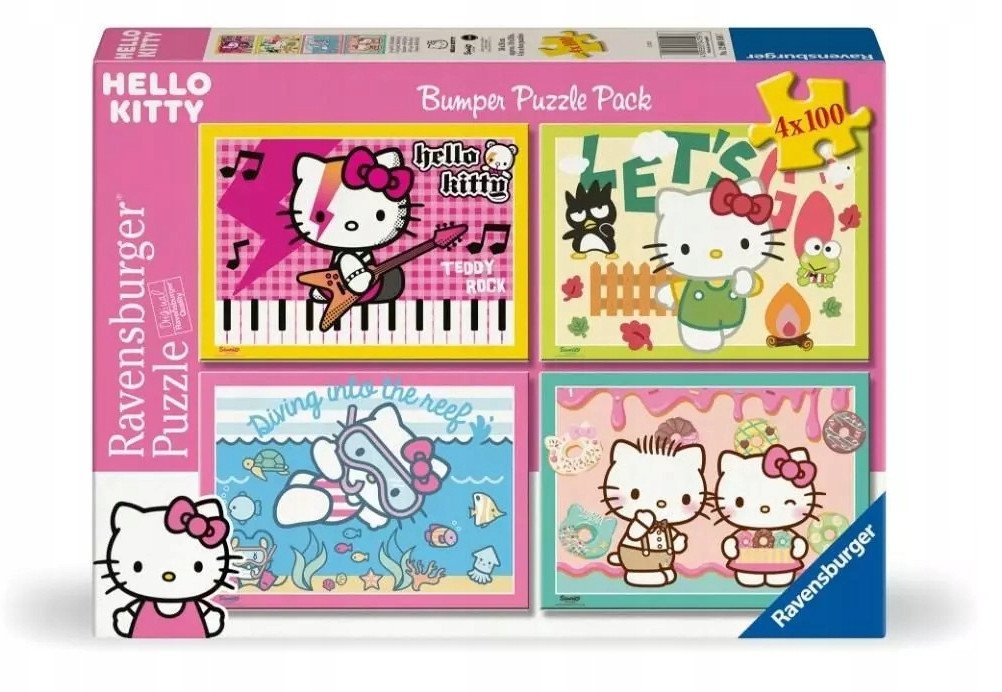 Puzzle dla dzieci 2D: Hello Kitty zestaw 4x100el