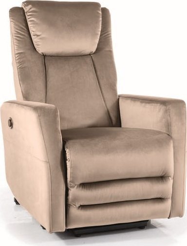 SIGNAL MEBLE Fotel pionizujący ADONIS VELVET ciemny beż rozkładany elektrycznie