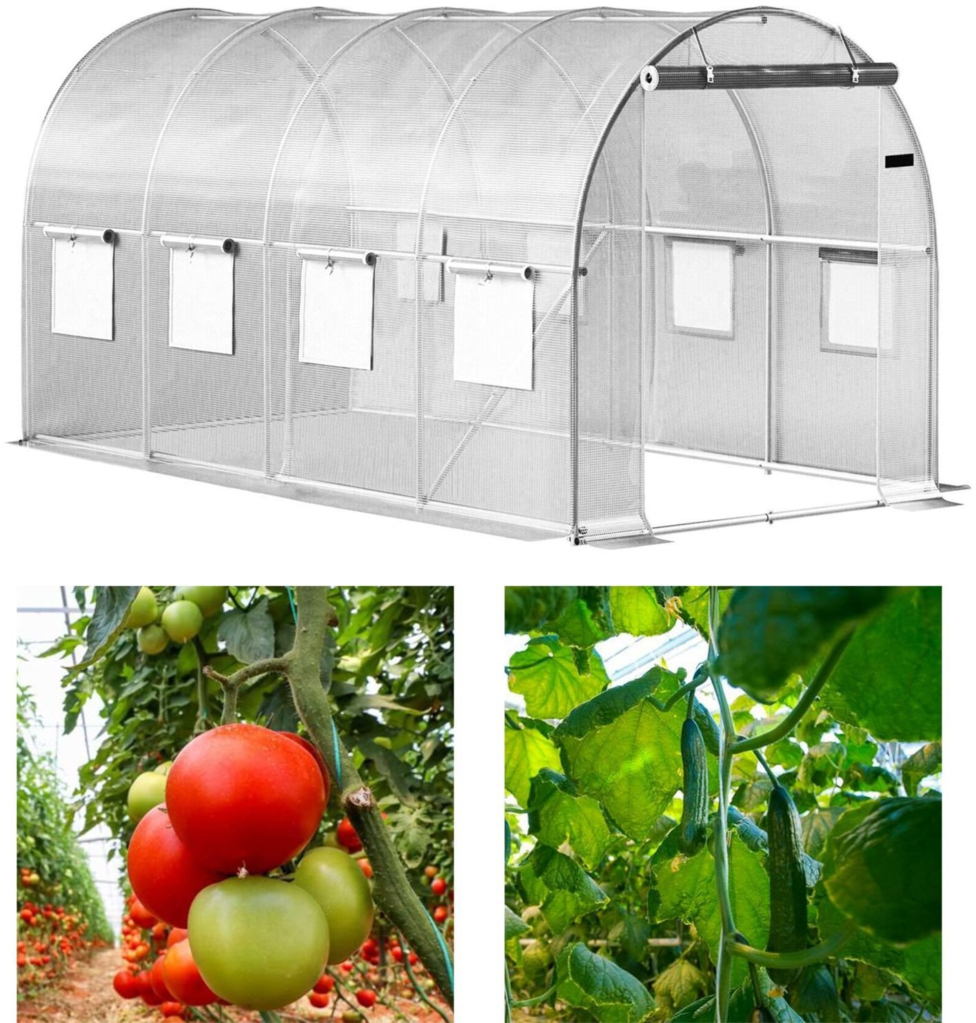 Tunel ogrodowy foliowy biały szklarnia folia 6x3x2m 18m