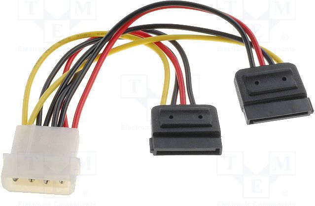Goobay Molex - SATA x2, 0.13m, Wielokolorowy (68524)