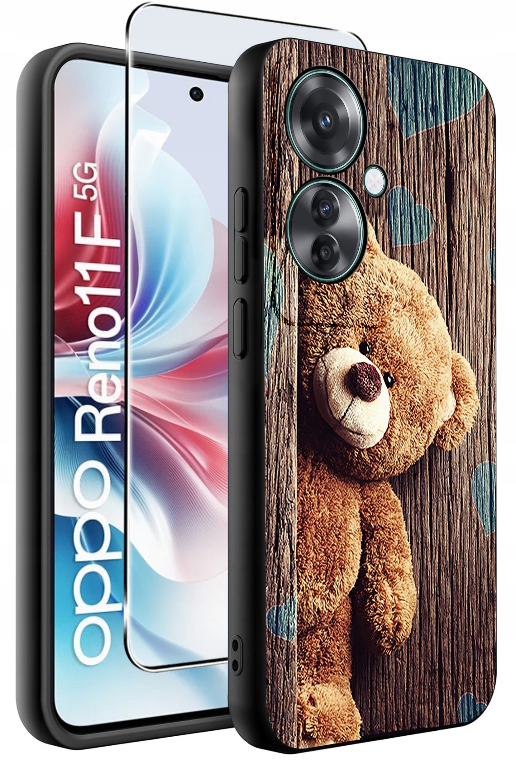ETUI do Oppo Reno11 F 5G WZORY | SILIKONOWE MATT CASE + SZKŁO HARTOWANE 9H