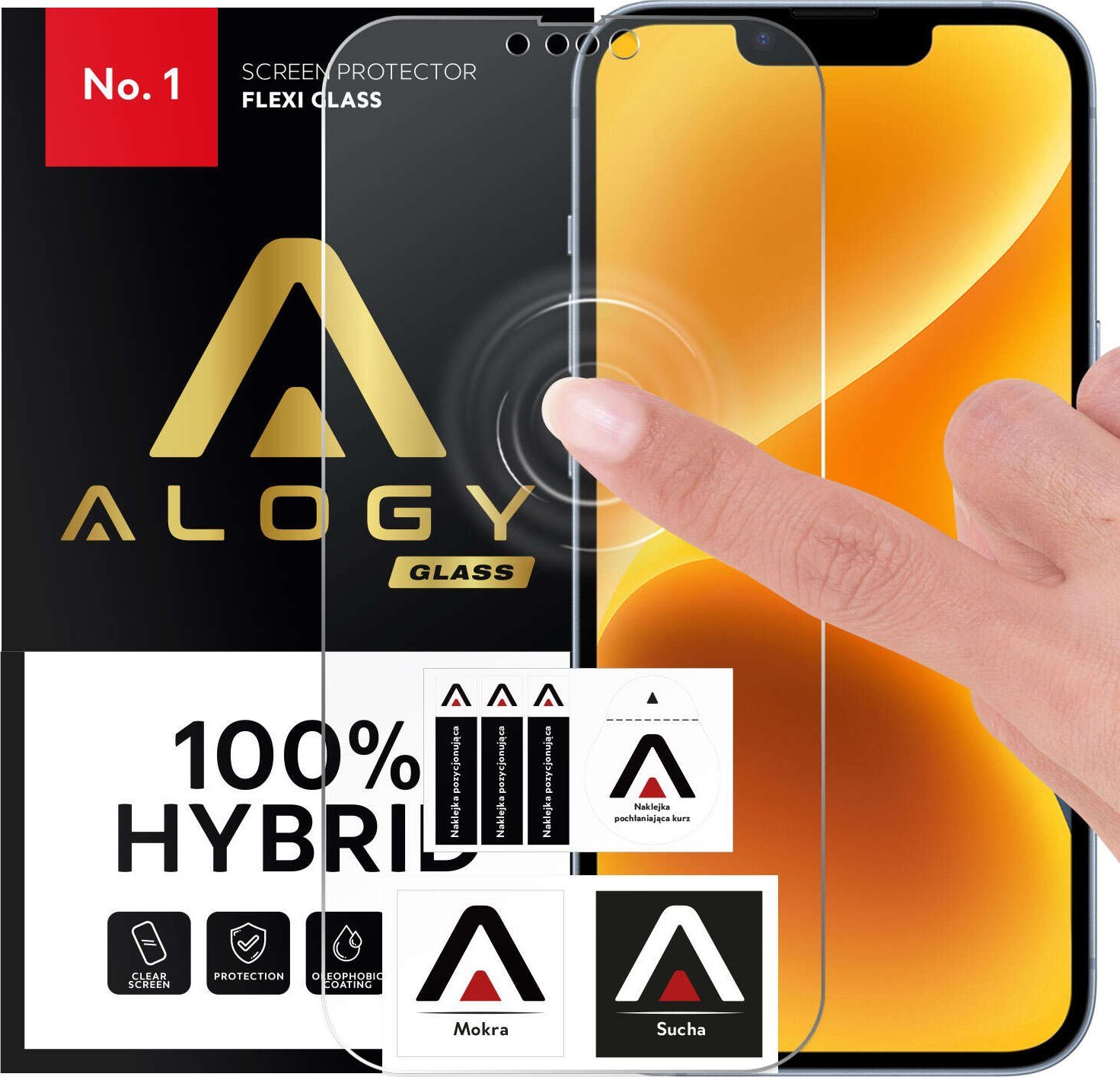 Alogy Szkło hybrydowe do Apple iPhone 14 na cały ekran Alogy Flexi Full Glass 9H szkiełko ochronne Nietłukące