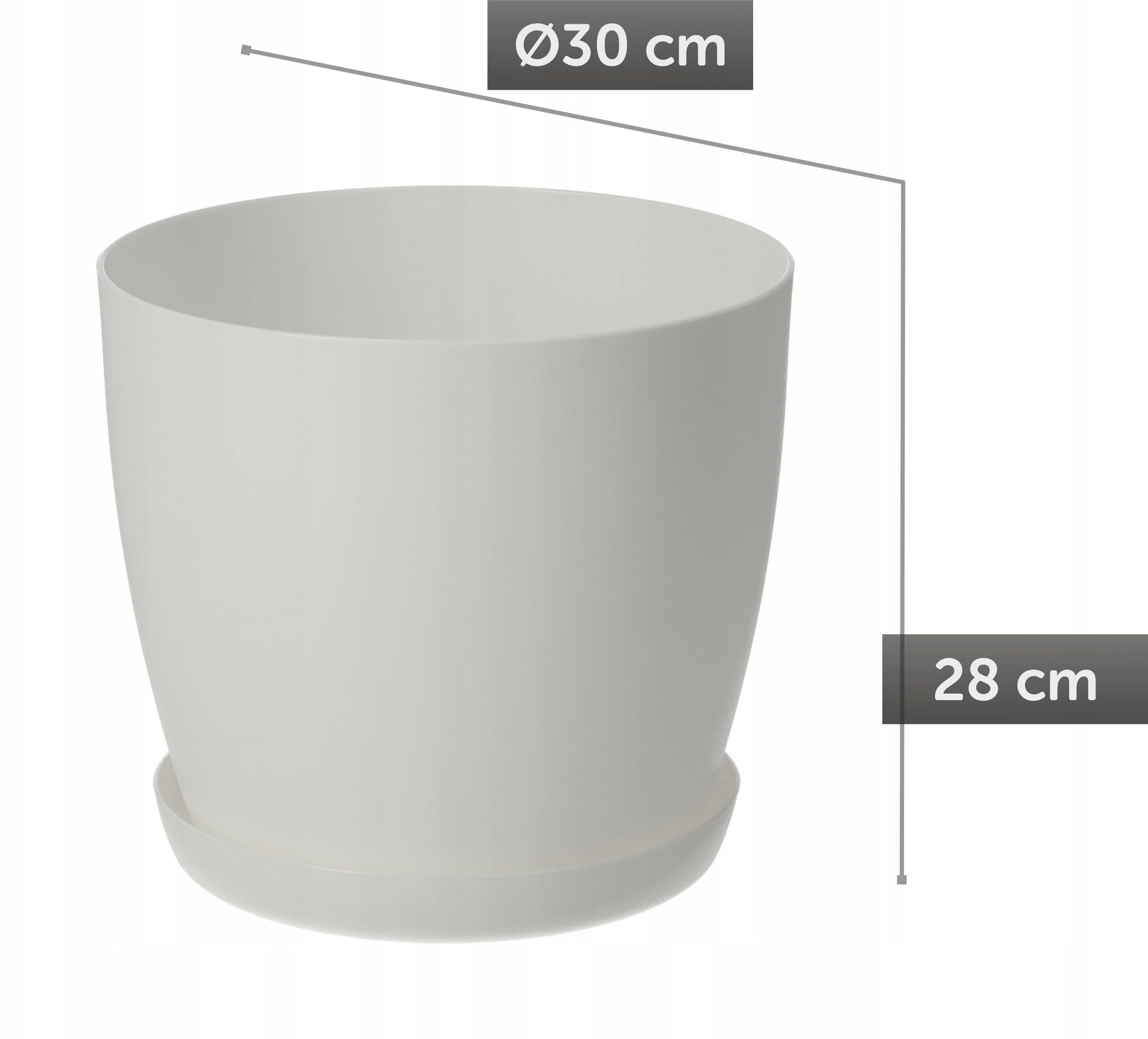 KADAX Doniczka Osłonka Donica 30cm Na Kwiaty Z Podstawką Biała Do Salonu