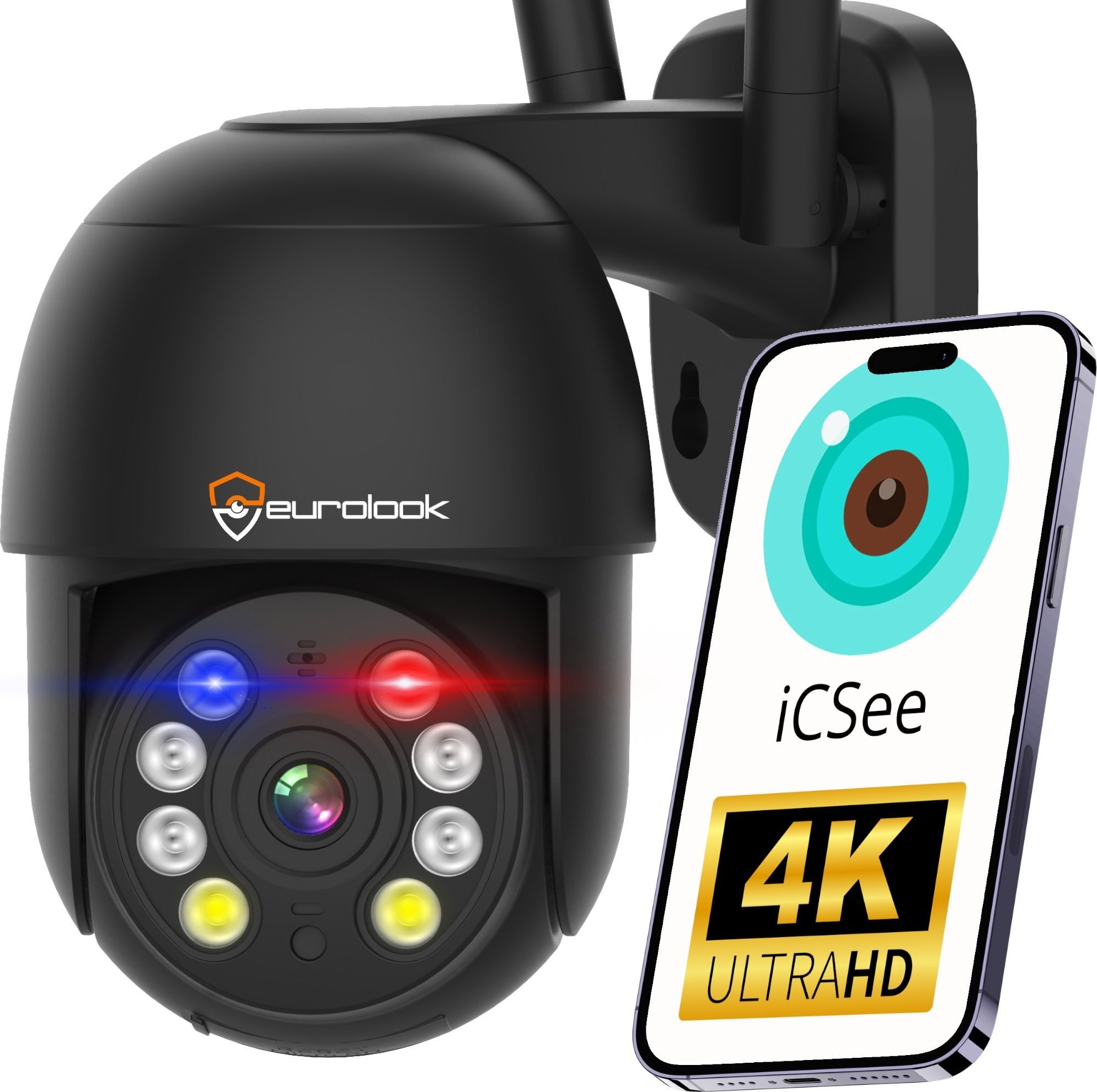 Kamera Obrotowa Zewnętrzna WiFi BEZPRZEWODOWA 8MPx UHD 4K MONITORING DOMU [K-9]