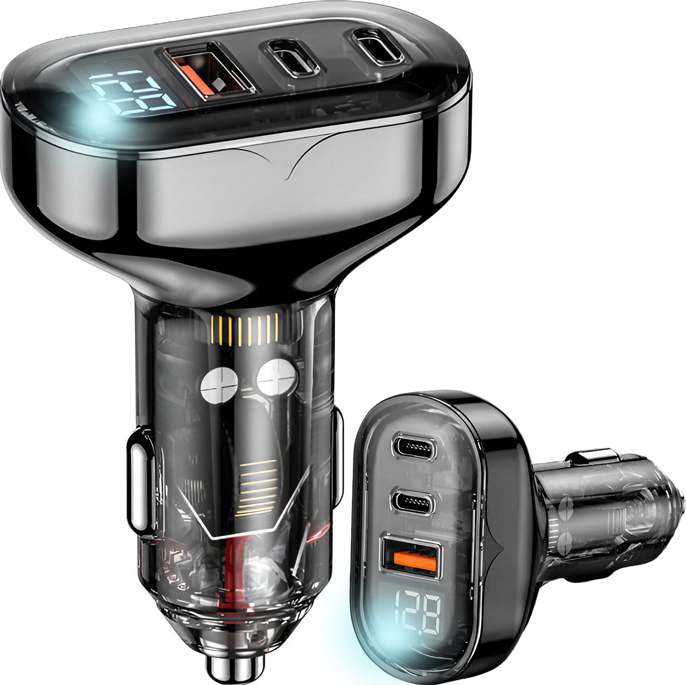 Ładowarka Alogy Ładowarka samochodowa 2x USB-C C PD 36W + USB QC 3.0 LED szybka do telefonu mocna 72W Alogy czarna