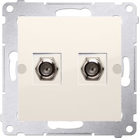 Kontakt-Simon Gniazdo antenowe Simon 54 podwójne typu F kremowe (DASF2.01/41)