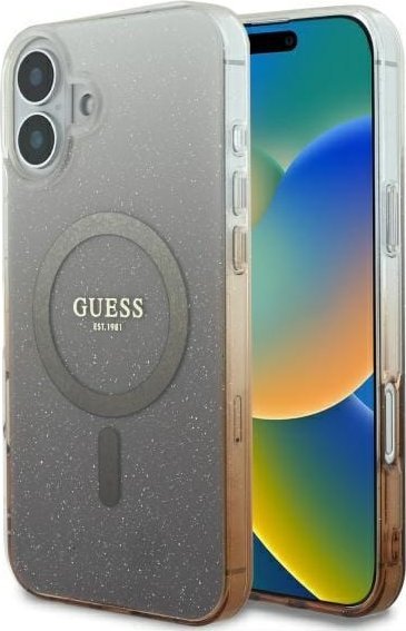 Guess Guess GUHMP16SHGRCELW iPhone 16 6.1" brązowy/brown hardcase IML Glitter Gradient MagSafe