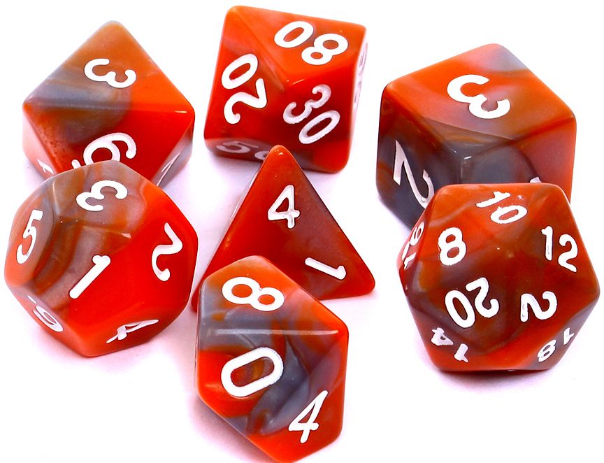 Rebel Komplet kości REBEL RPG - Dwukolorowe - Pomarańczowo-szare (106472)