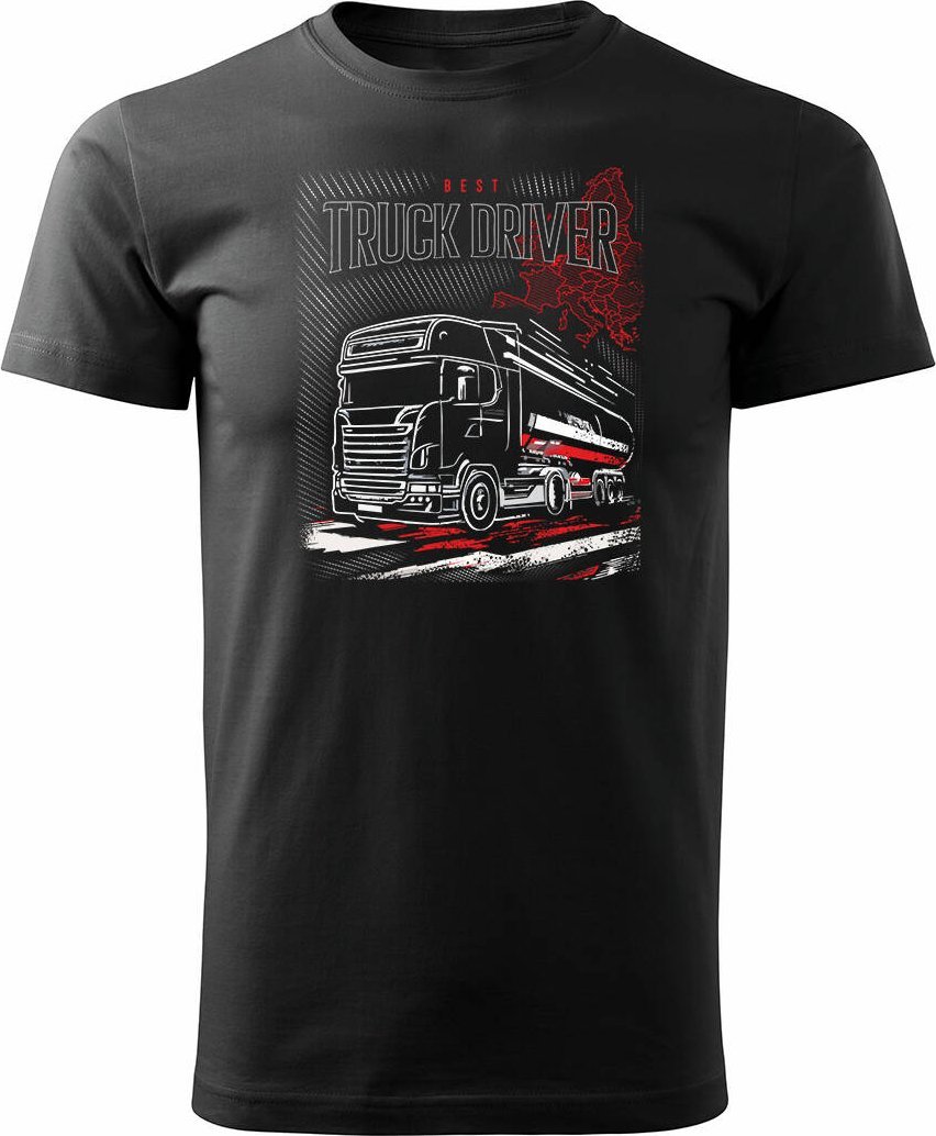 Topslang Koszulka z ciężarówką Scania silos silosem prezent dla kierowcy Tira TIR męska czarna REGULAR S