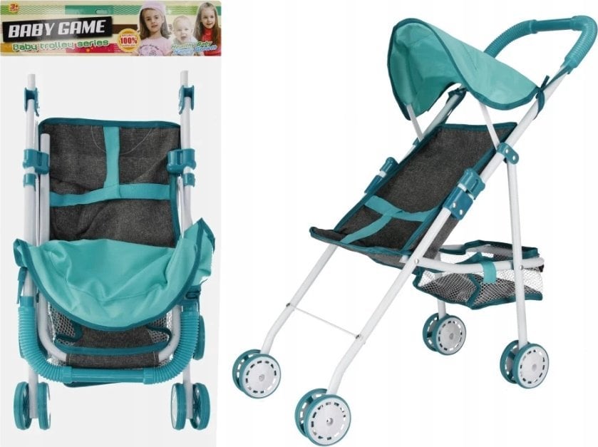 Euro Trade Wózek dla lalek spacerowy metalowy szary Mega Creative 536567