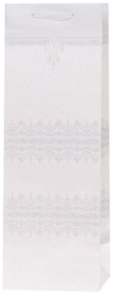 Torebka Lux 12x36x10cm brokat biała ROZETTE