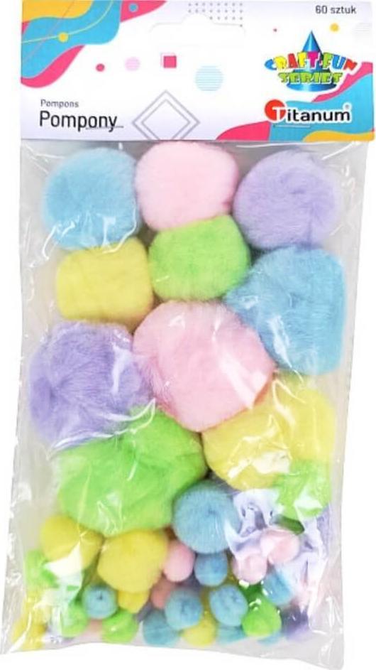 Titanum Pompony akrylowe mix kolorów pastelowych 60szt