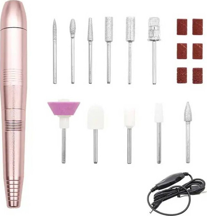 Aptel Kompaktowa FREZARKA do Paznokci + Akcesoria Frezy różowa DA111