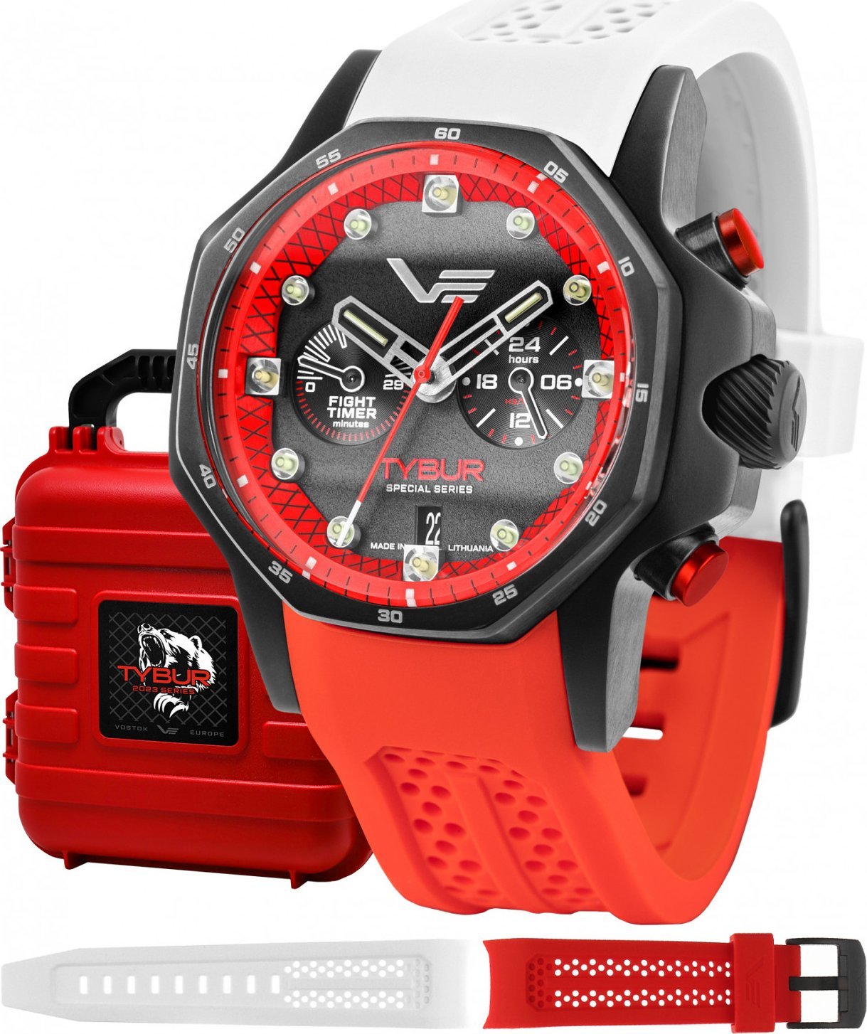 Zegarek Vostok Europe Zegarek męski VK64-640C470 czerwony