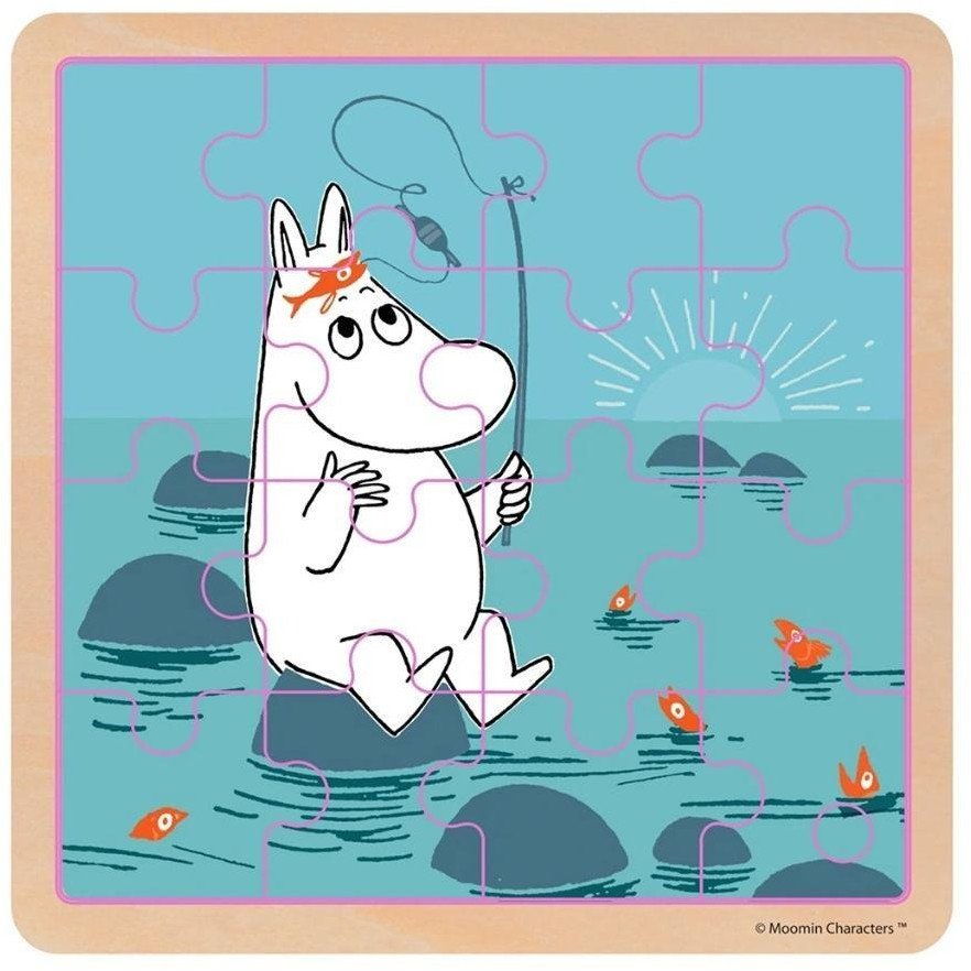Puzzle Muminki Na Ryby drewniane 16el