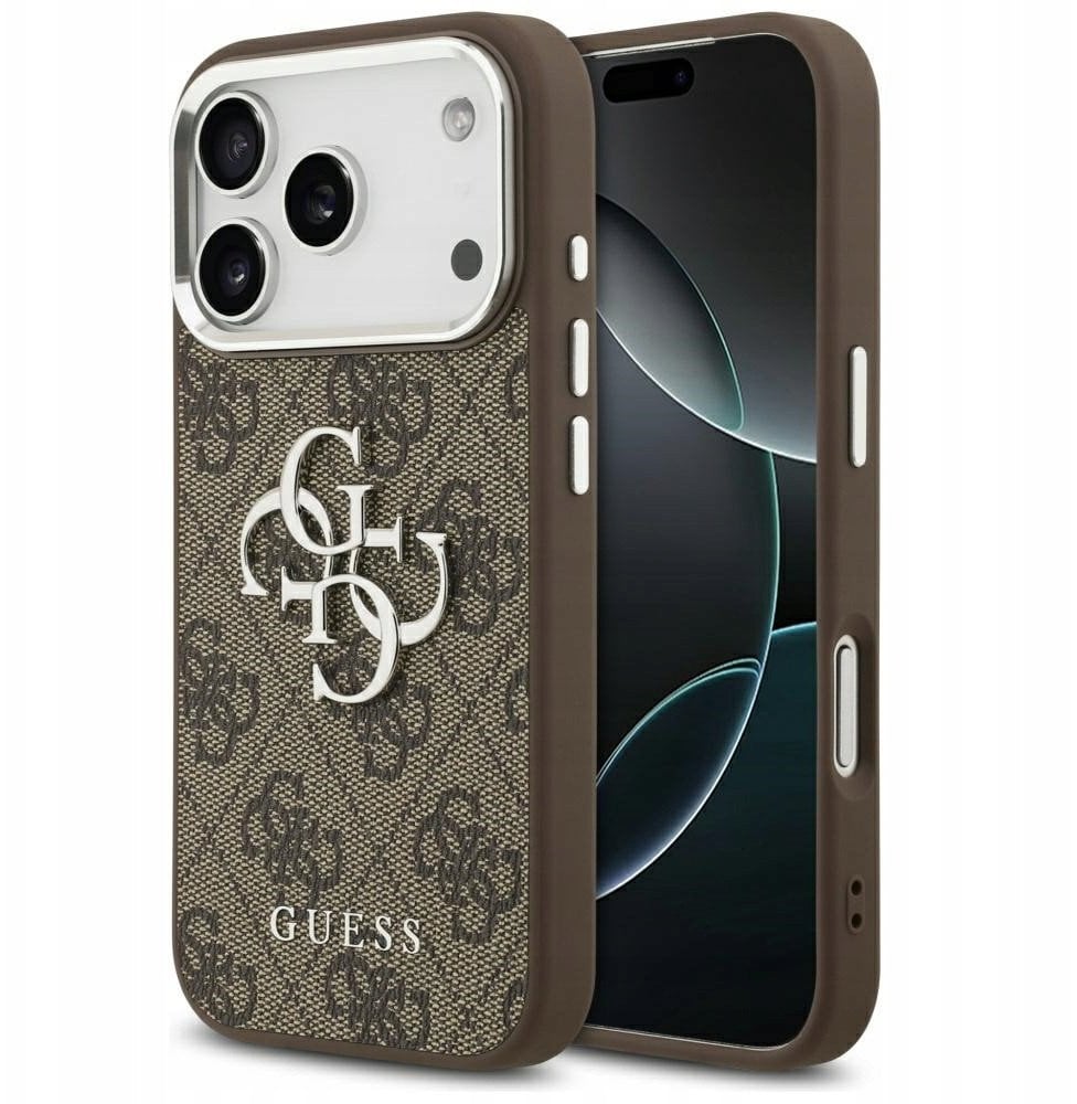 Guess Etui 4G Big 4G Classic Logo do iPhone 17 Pro brązowy srebrny
