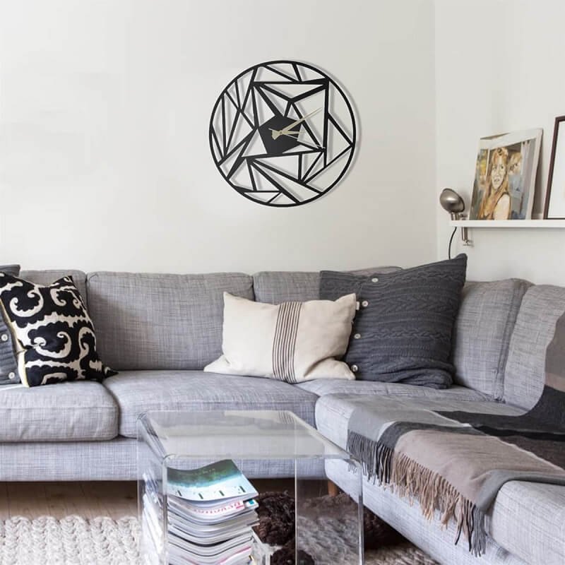 Pirudem Metalowy zegar ścienny geometryczny PERSPEKTIF 500x500x2 mm