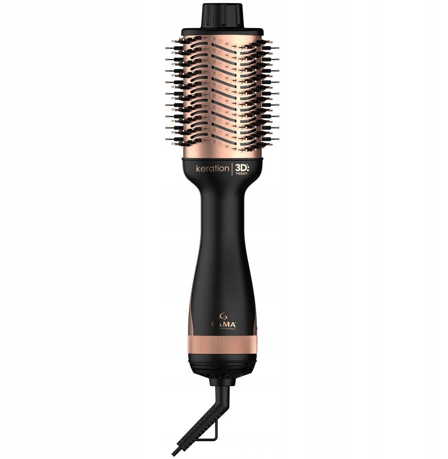 GA.MA Keration 3D, Hot air brush, Warm, Black, Gold, Hanging loop, 1100 W, 220 - 240 V