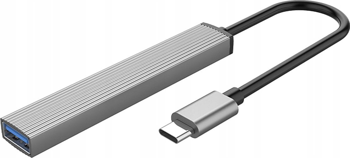 HUB 4-portowy input: USB-C 3.0 / output: 1x USB-A 3.0 + 3x USB-A 2.0 przewód 0,15M - szary