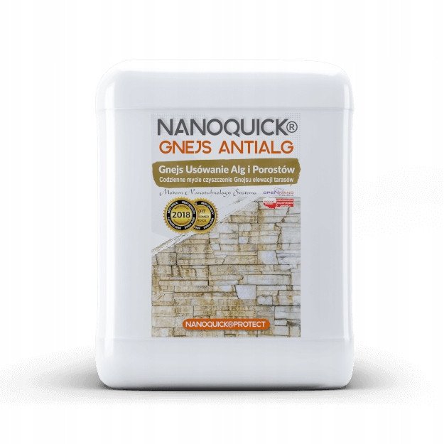 Produkt Myjący Zielone Naloty na Elewacji Ogrodzeniu Tarasie Kamieniu Gnejs