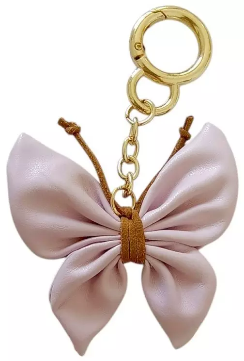 Brelok do kluczy skórzany MOTYL, KOKARDKA jasny fiolet BRL367FIO