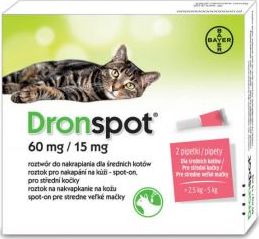 Bayer Bayer Dronspot Pipety dla Średniego Kota 2,5 kg - 5 kg 2 x 0,70 ml