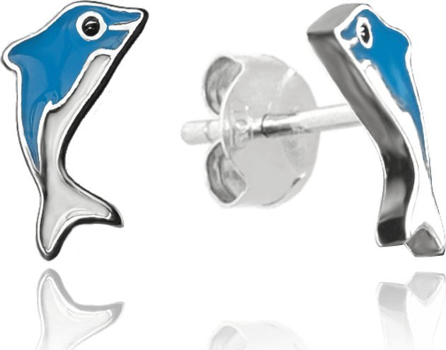 Minet MINET Kolorowe kolczyki srebrne DELFINY