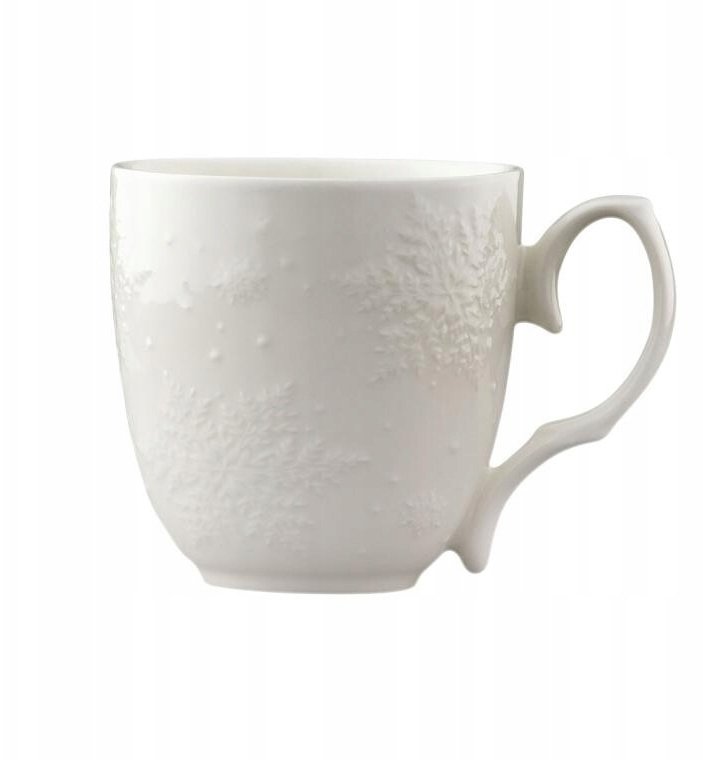 Kubek świąteczny porcelanowy 350 ml biały wzór śnieżynka tłoczona 1 szt.