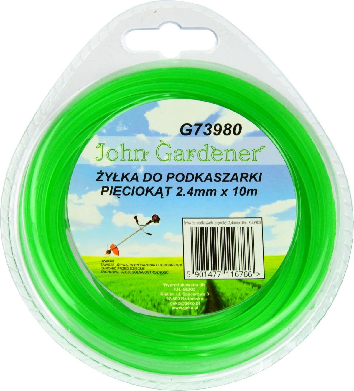 Geko Żyłka do podkaszarki pięciokąt 2,4mmx10m(120)