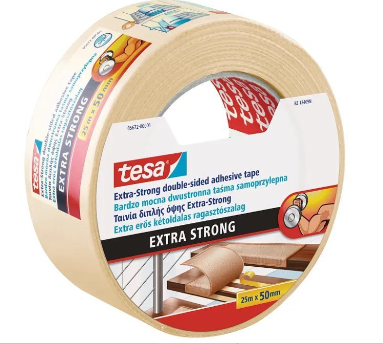 Tesa TESA DOUBLE-SIDED TAPE 25m x 50mm EXTRA STRONG