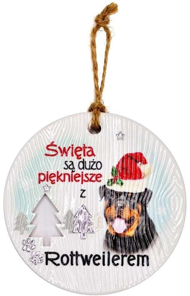 Zawieszka ceramiczna Boże Narodzenie Rottweiler