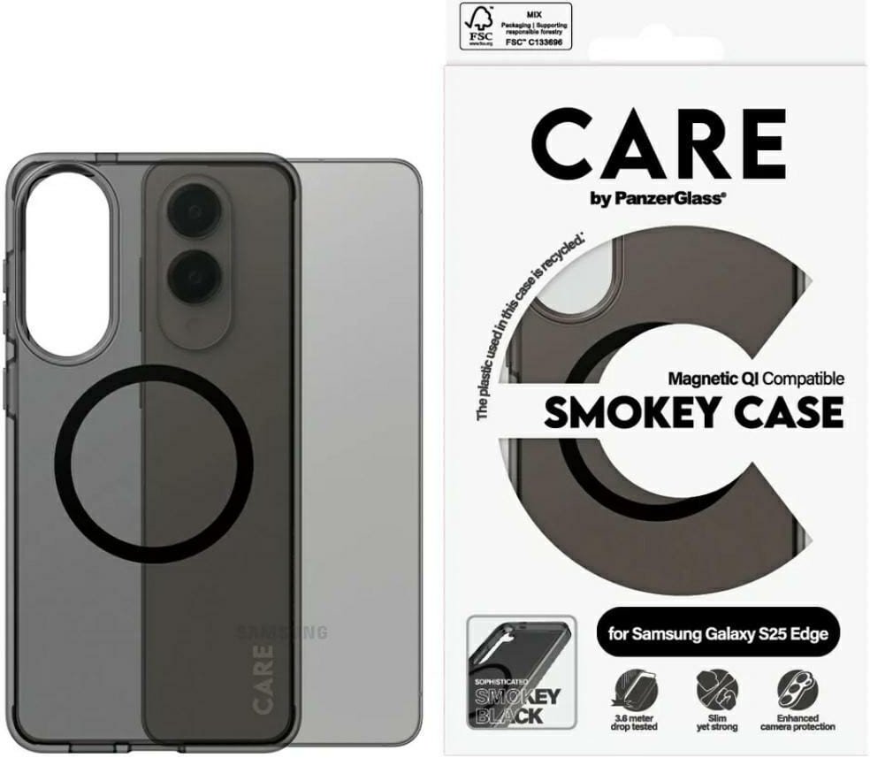 Etui CARE by PanzerGlass Flagship Urban Combat Black QI do Samsung Galaxy S25 Edge dymny