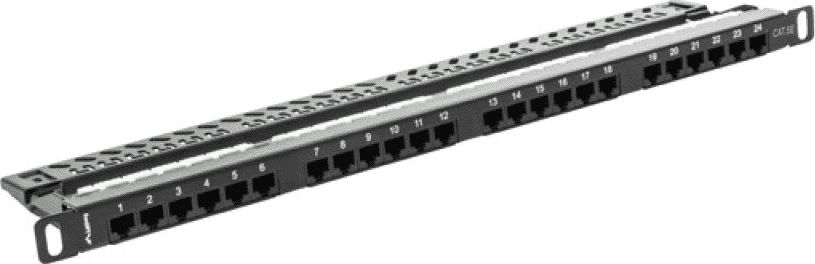 Lanberg Patch panel 0.5U 19" 24x RJ-45 Kat.5E Czarny (PPU5-0024-B)