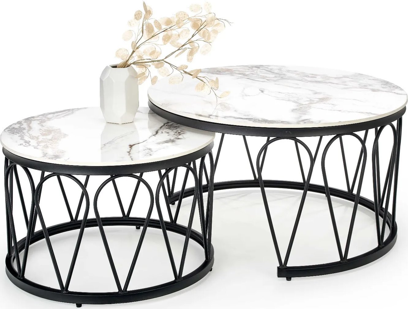 Halmar Zestaw 2 ław FORMOSA biały marmur/czarny HALMAR