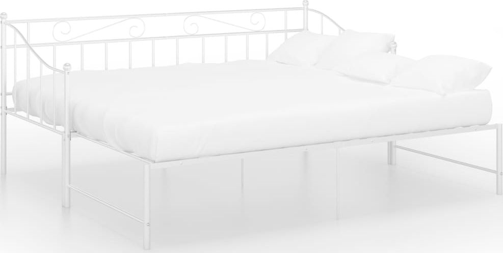vidaXL Sofa z wysuwaną ramą łóżka, biała, metalowa, 90x200 cm
