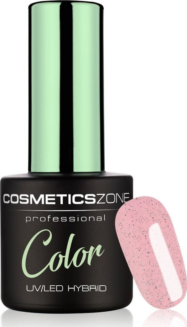 Cosmetics Zone Lakier hybrydowy hipo różowy z czarnymi drobinkami K003 - Strawberry Mouss