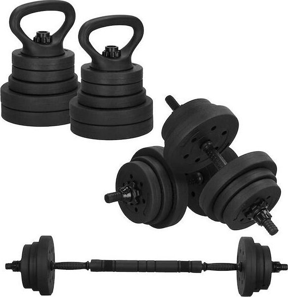 Hantle do ćwiczeń bitumiczne, 20 kg regulowany zestaw: gryf+ kettle UNIWERSALNY