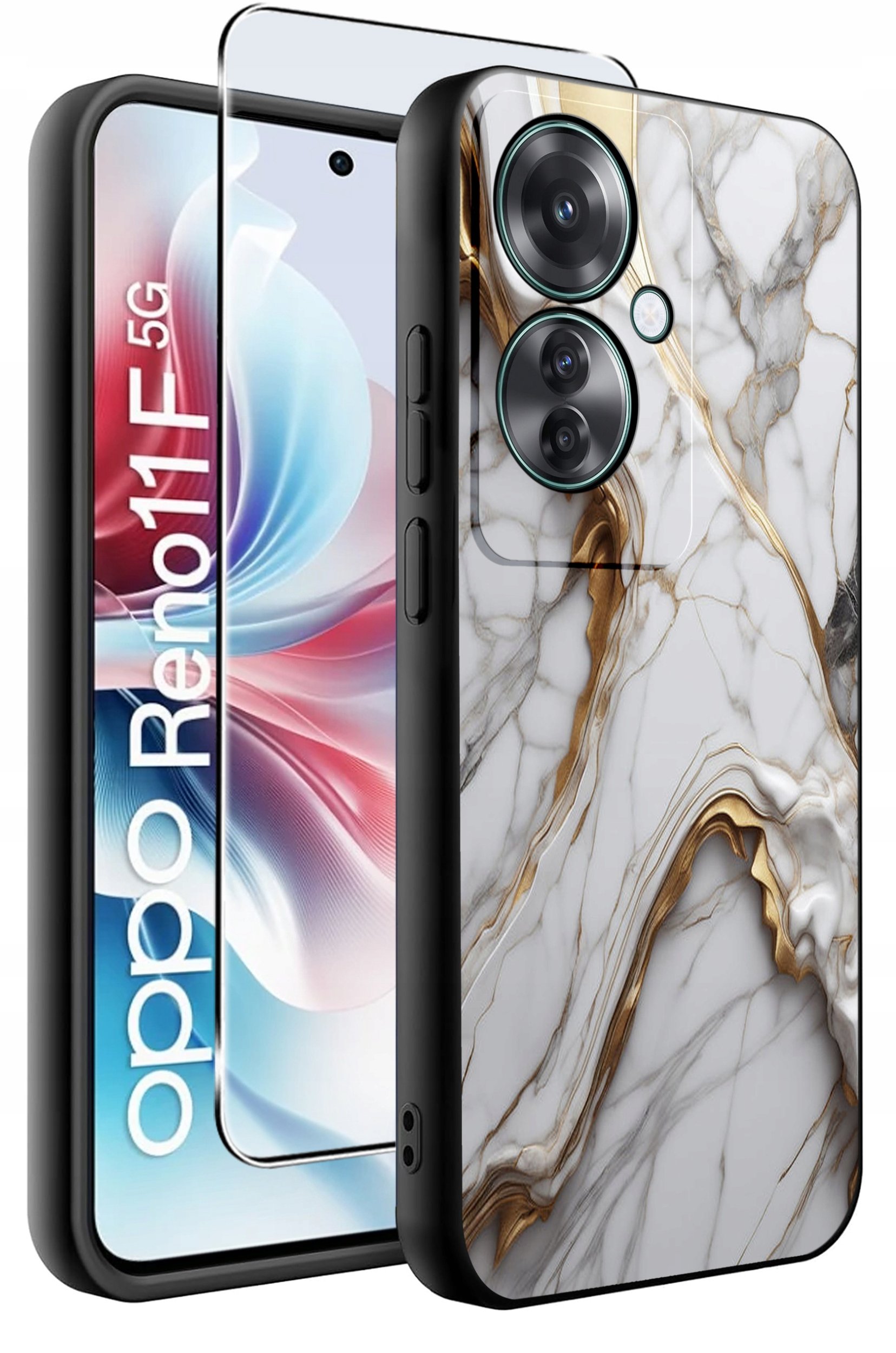 ETUI do Oppo Reno11 F 5G WZORY | SILIKONOWE MATT CASE + SZKŁO HARTOWANE 9H