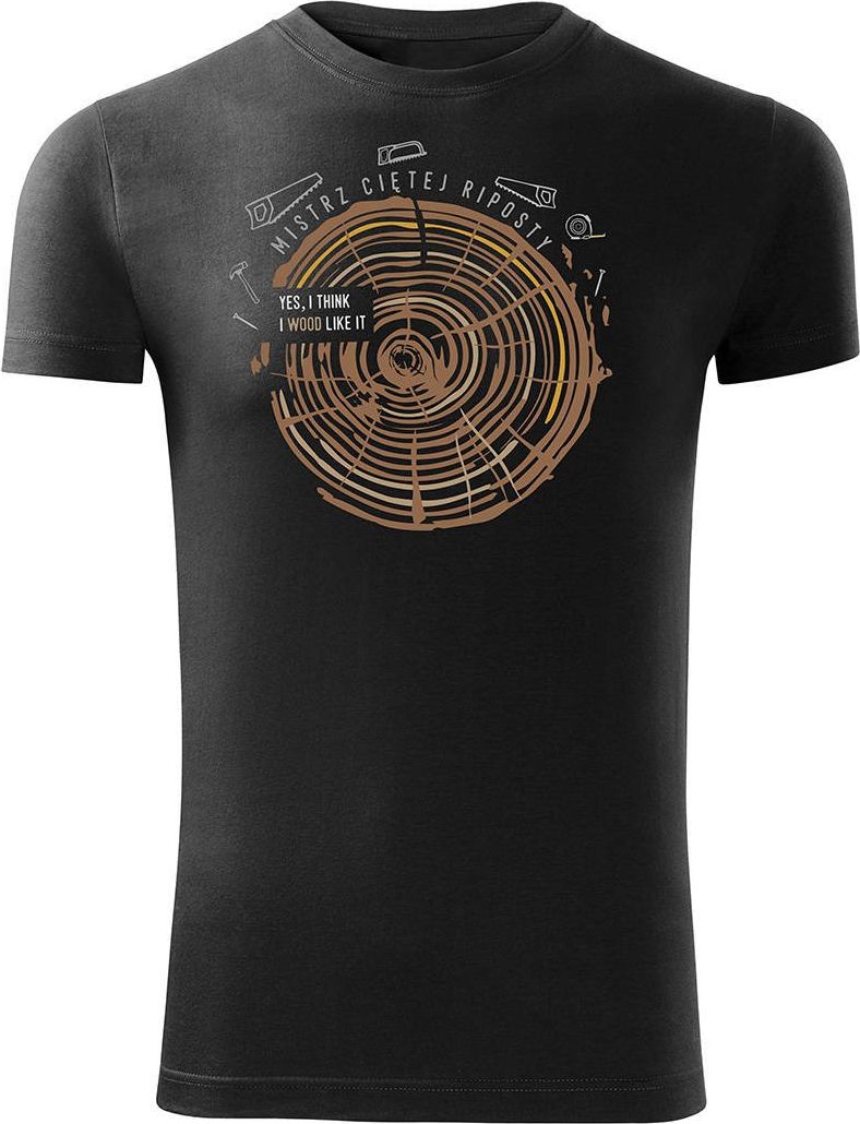 Topslang Koszulka dla stolarza drwala męska czarna Slim XL