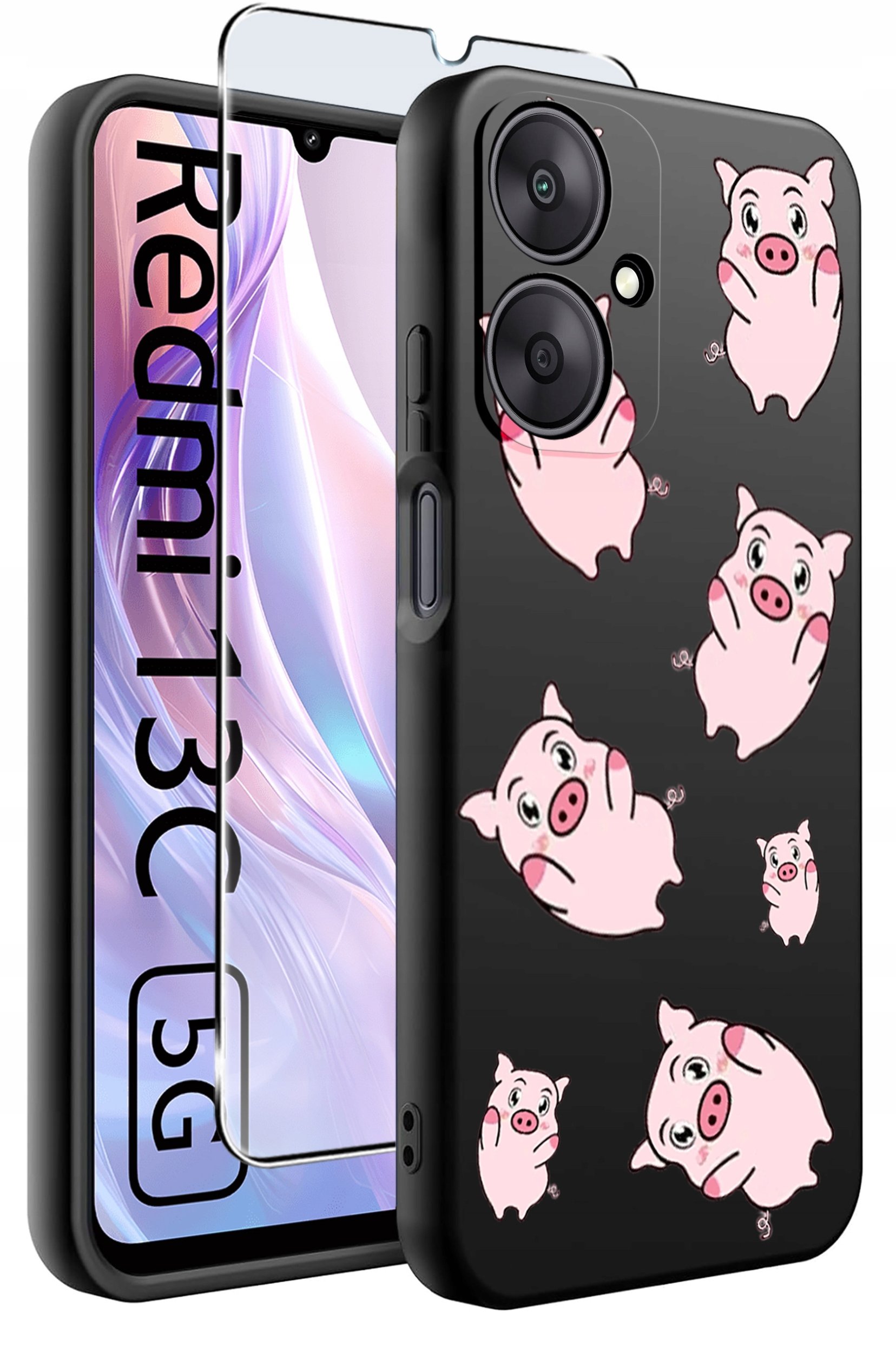 ETUI do Xiaomi Redmi 13C 5G WZORY |SILIKONOWE MATT CASE +SZKŁO HARTOWANE 9H