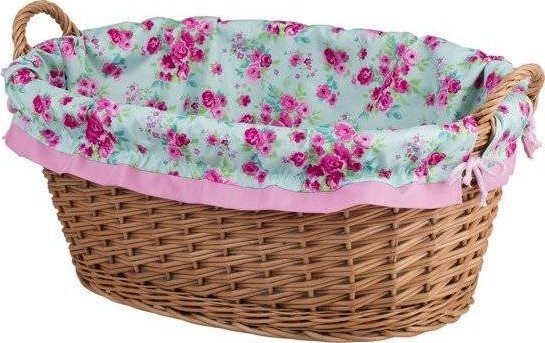 Kosz na pranie WickerPL OWALNY WIKLINOWY KOSZ WANIENKA NA PRANIE KOSZ NA ZABAWKI Z OBSZYCIEM 60X44X23 CM