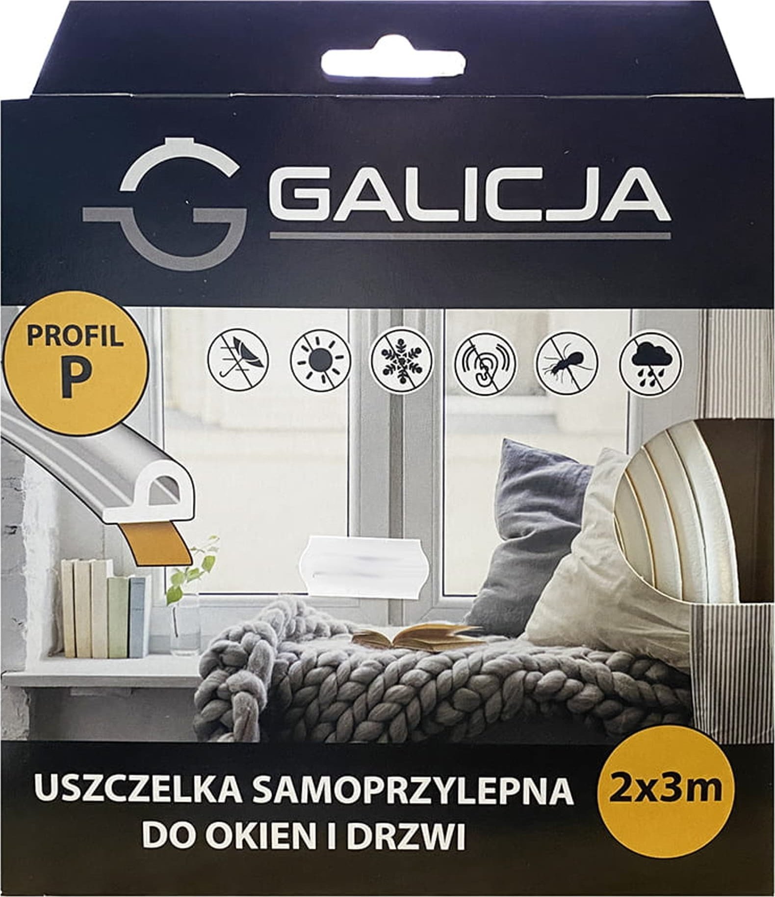 Stalco Uszczelka samoprzylepna do okien i drzwi 2x3m (Profil P)