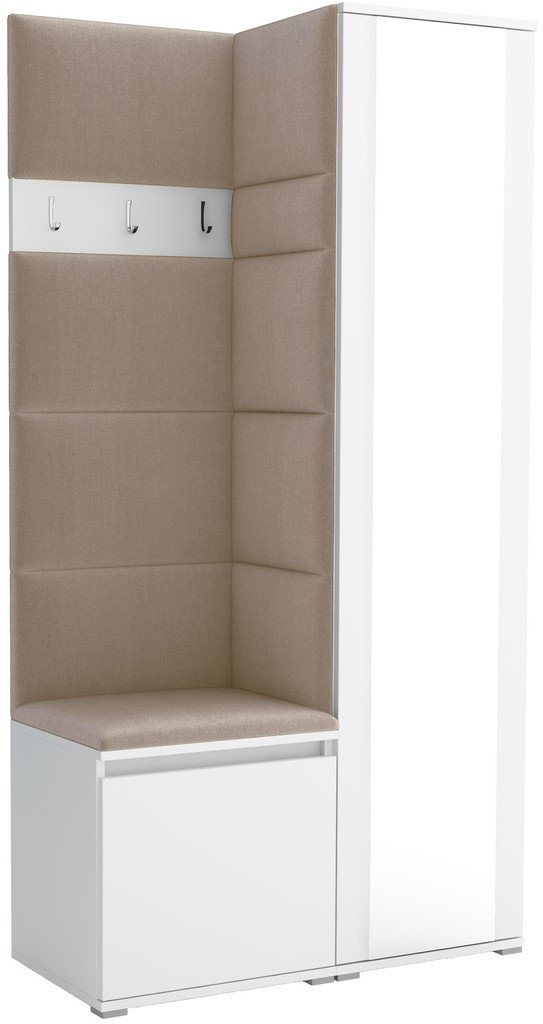 Tapicerowana garderoba Noris VI z lustrem - biały + tkanina Trinity 04